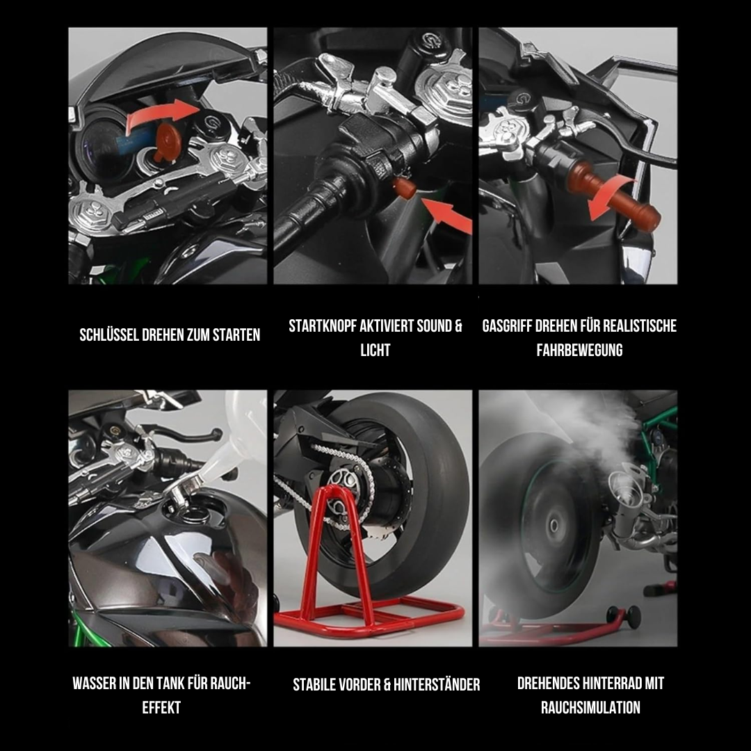 LED Racing Motorrad mit Sound & Rauch